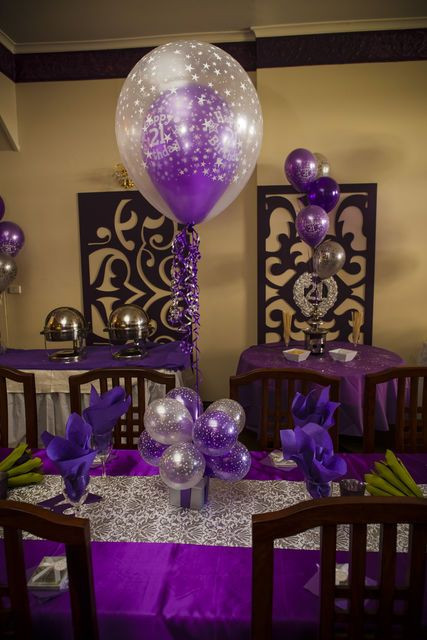 21st Birthday Decorations For Her
 Pin by Laura Rossi on Purple Balloons