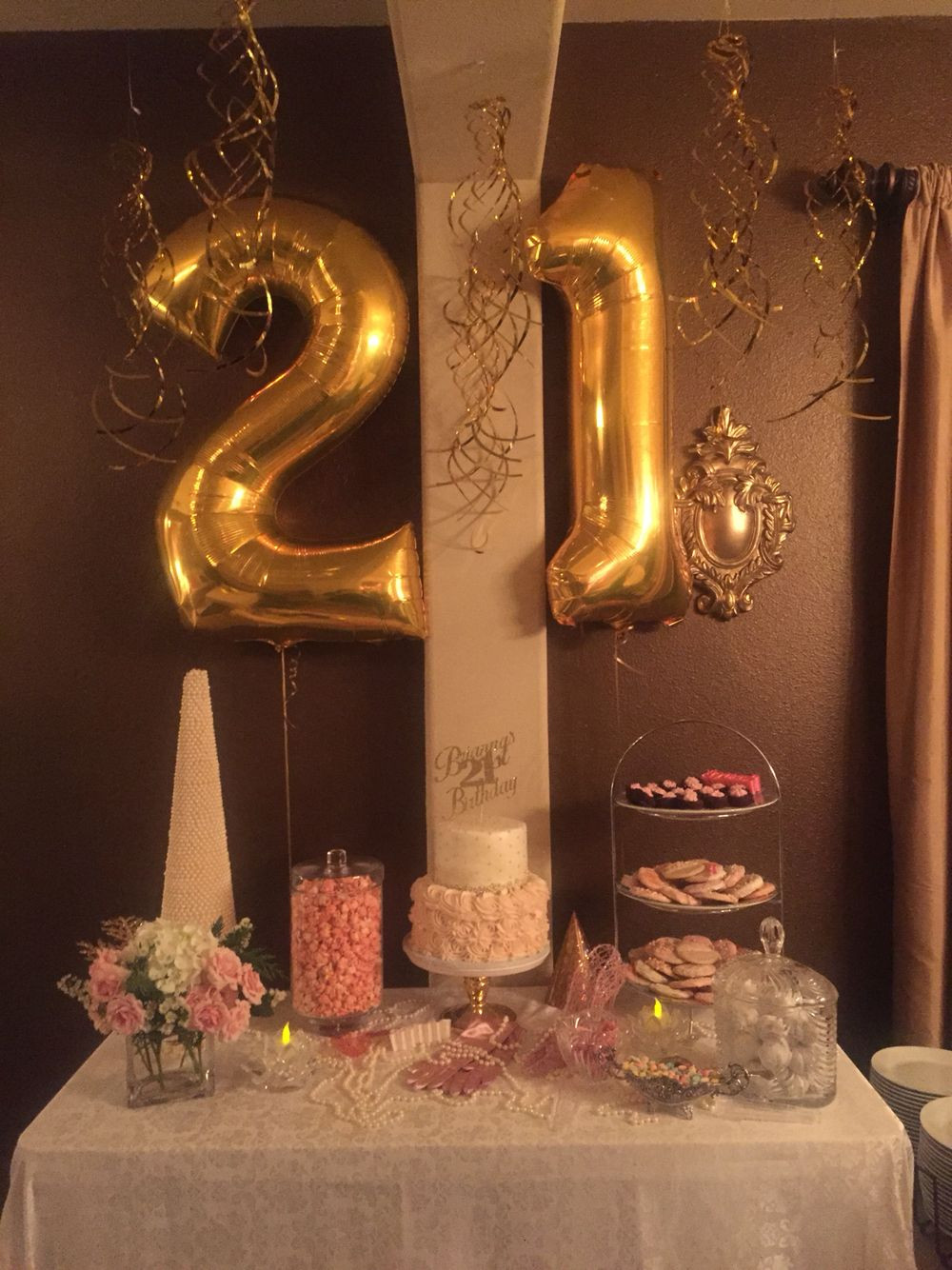 21st Birthday Decorations For Her
 Pink and Gold 21st Birthday Celebration