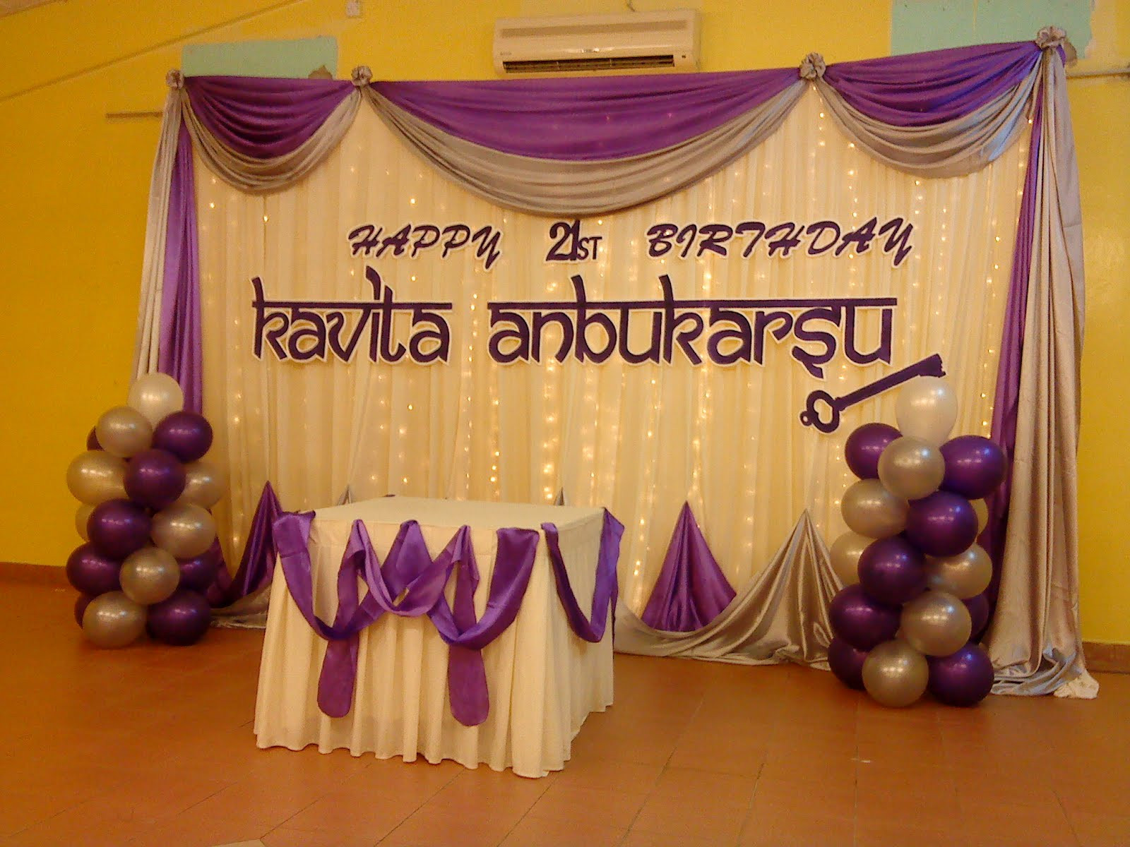 21st Birthday Decorations For Her
 Raags Management Services 21st Birthday Deco purple & white