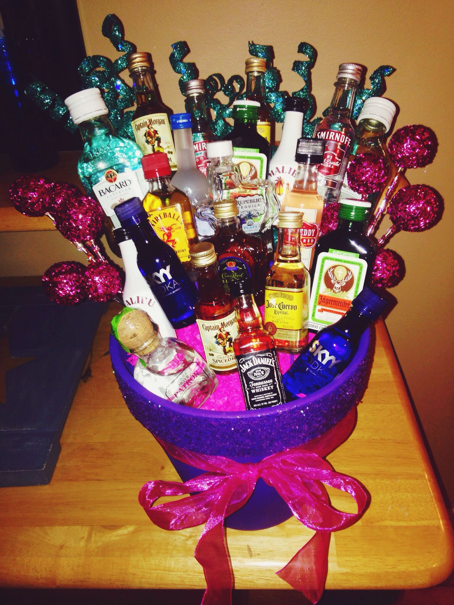 21st Birthday Gift Basket
 Made this alcohol basket for Lauren s 21st birthday