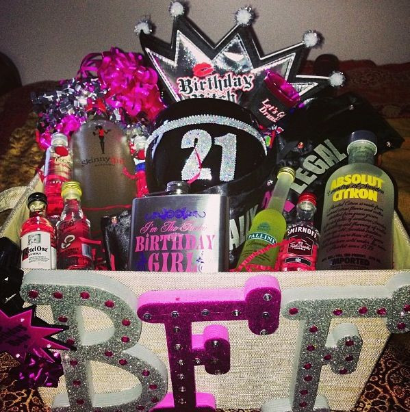21st Birthday Gift Baskets For Her
 The basket I made my bestfriend for her 21st birthday