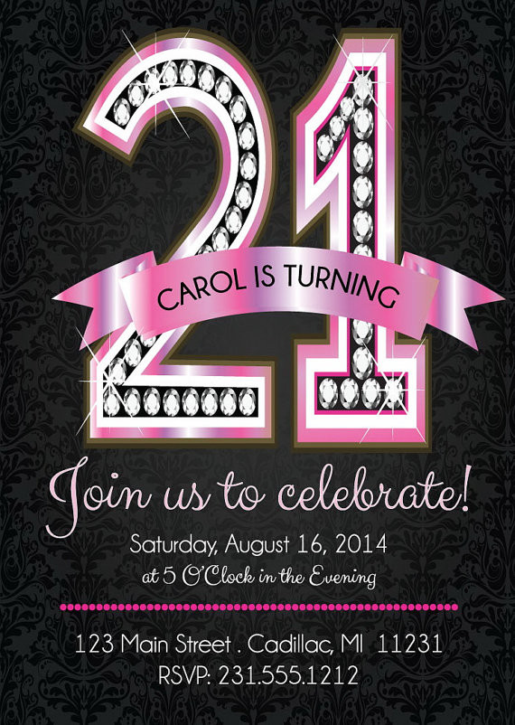 21st Birthday Invitation
 21st Birthday Invitations Pink Diamond 21st Birthday