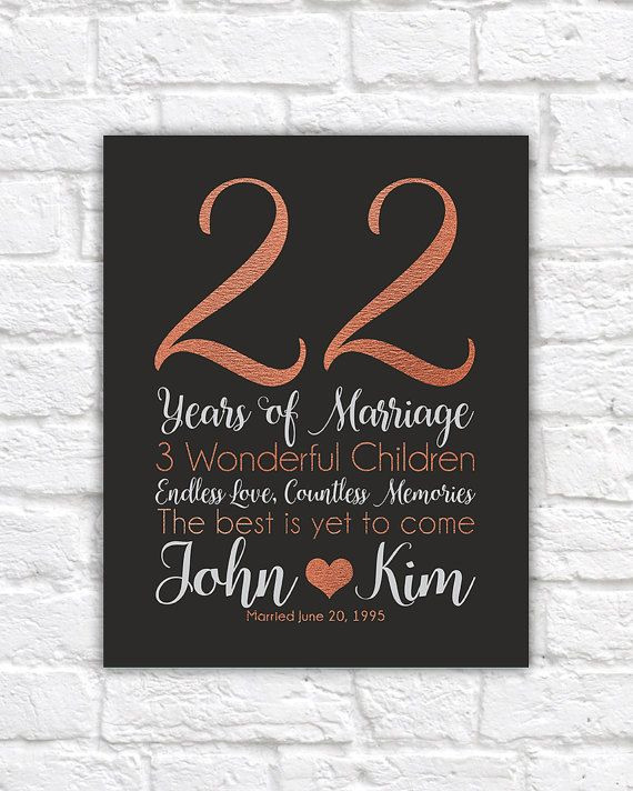 22Nd Anniversary Gift Ideas For Her
 Personalized Anniversary Gifts 22 Years Copper