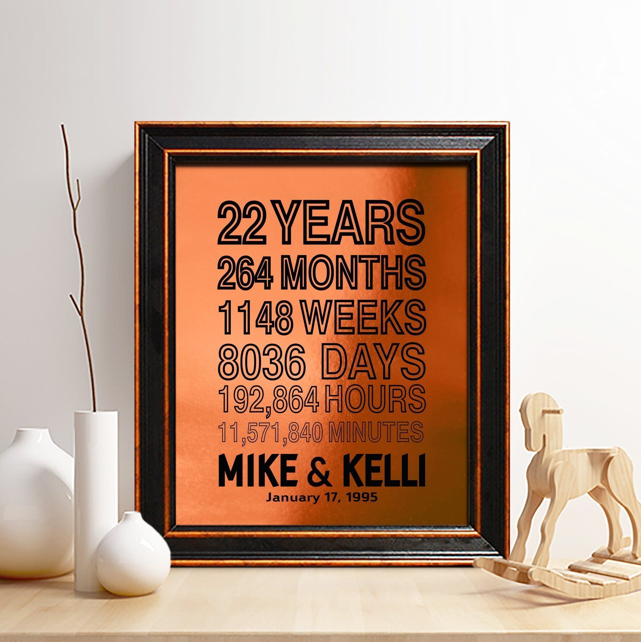 22Nd Anniversary Gift Ideas For Her
 Personalized 22nd Copper Anniversary Gift for Him or Her