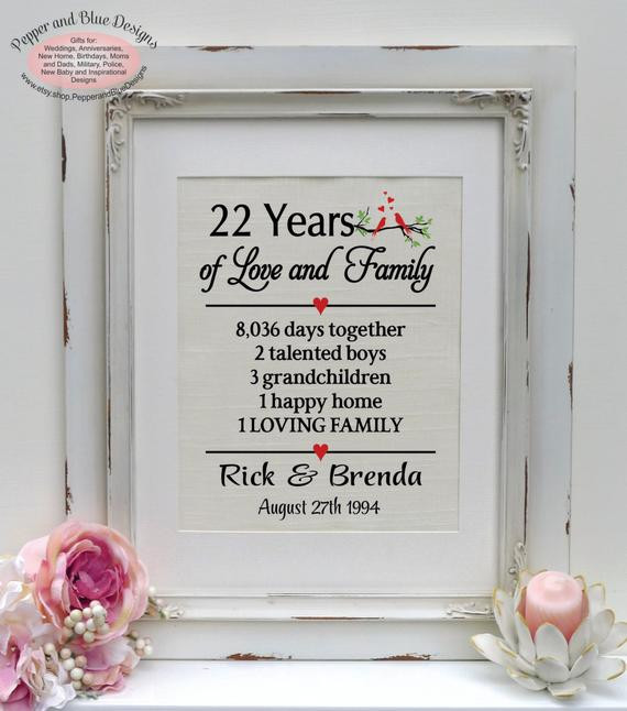 22Nd Wedding Anniversary Gift Ideas
 22nd wedding anniversary 22 years married by