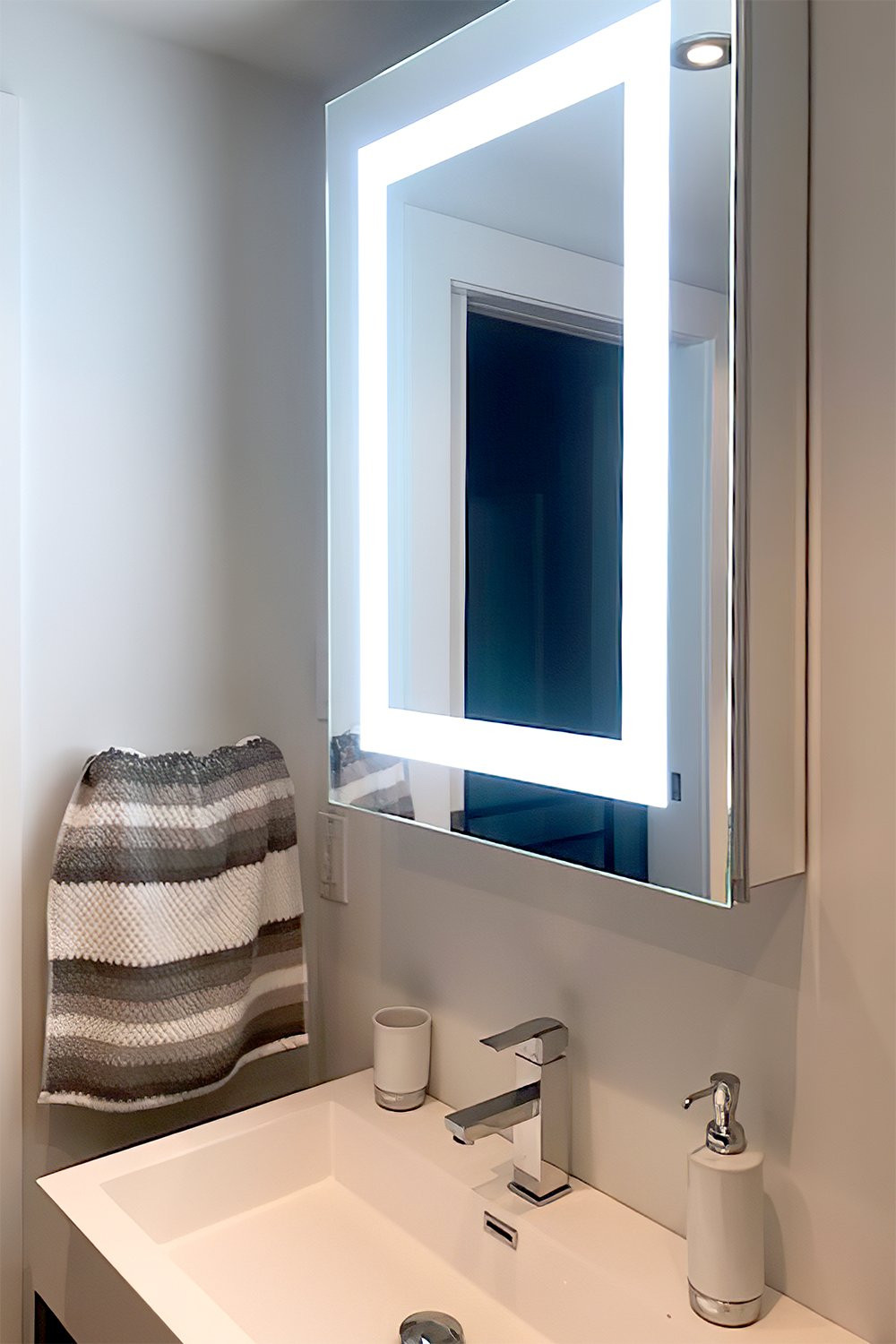 24X36 Bathroom Mirror
 Surface Mounted LED Medicine Cabinet 24" x 36" Left