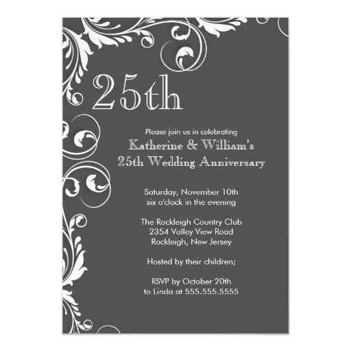 25th Birthday Invitation Wording
 25th Wedding Anniversary Party Invitations