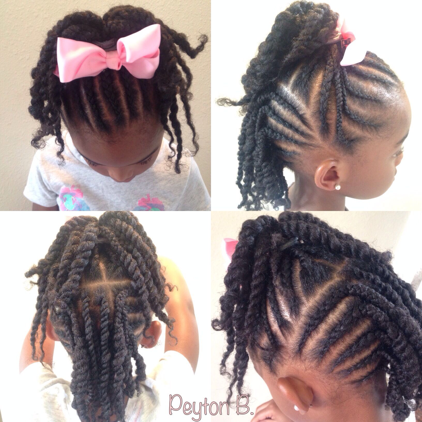 2Littlegirls_Hairstyles
 Top Cornrows with ends twisted up into ponytail Back