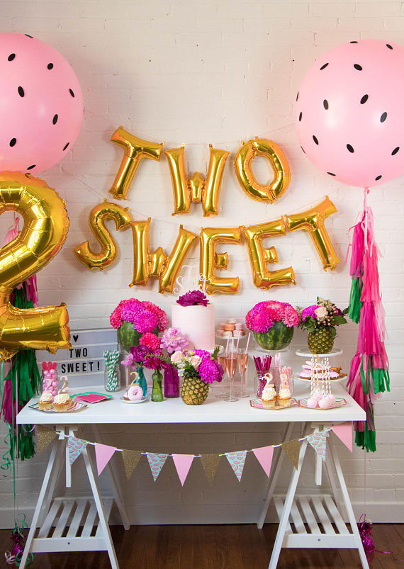 2nd Birthday Decorations
 Two Sweet Balloon Banner Two tti Fruity Theme Decor