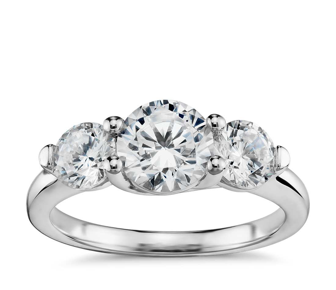 3 Diamond Engagement Ring
 Three Stone Petite Trellis Diamond Engagement Ring in 14k