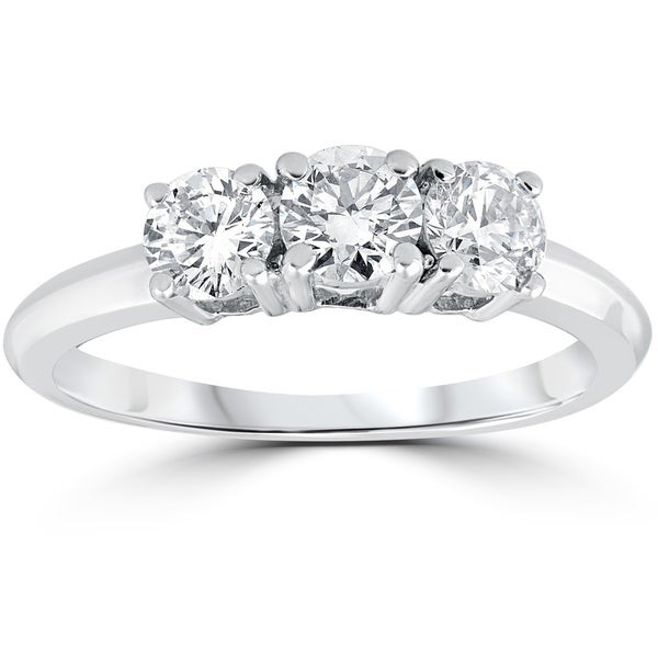 3 Diamond Engagement Ring
 Shop 14k White Gold 1 Carat 3 Stone Diamond Engagement