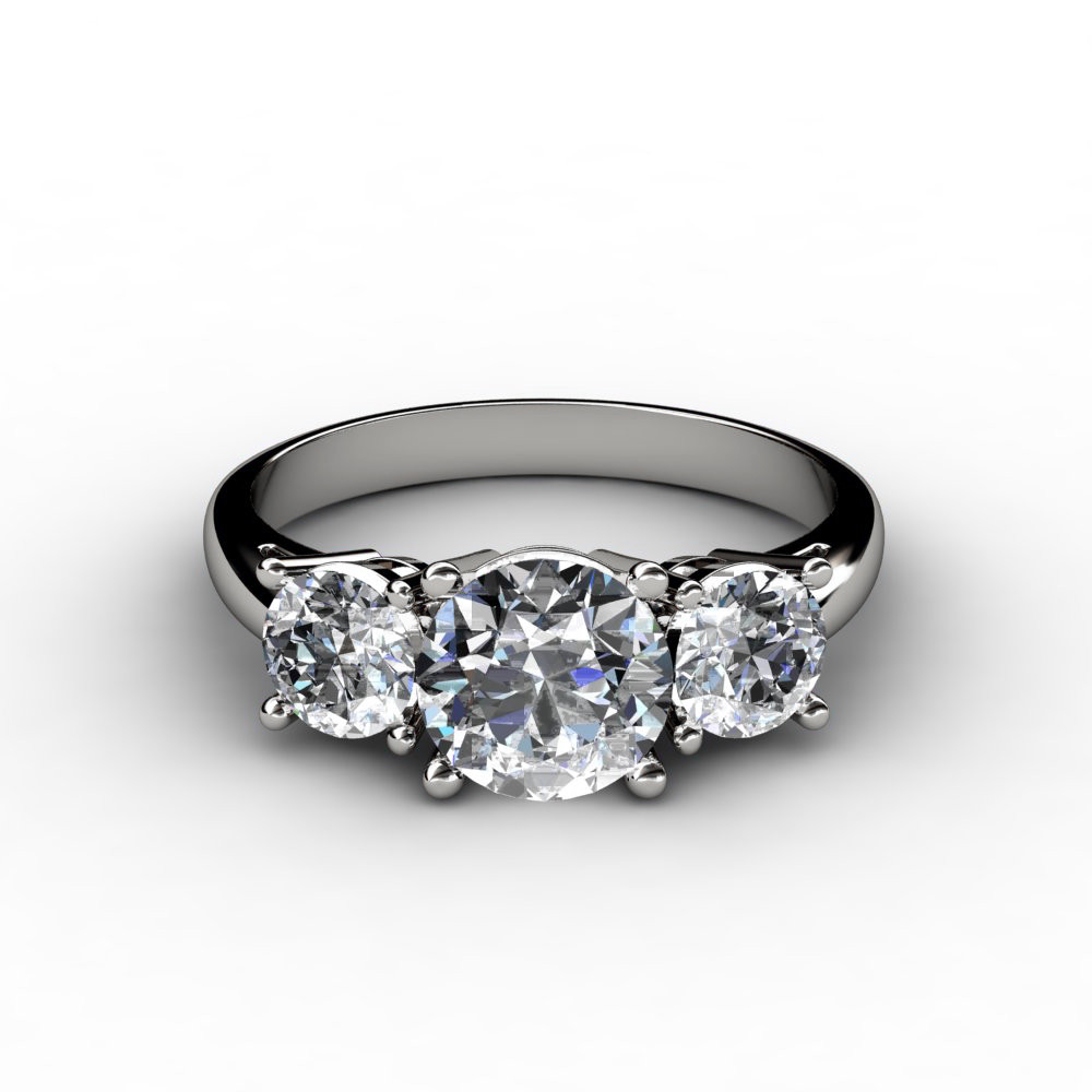 3 Diamond Engagement Ring
 Round Brilliant Three Stone Diamond Engagement Ring
