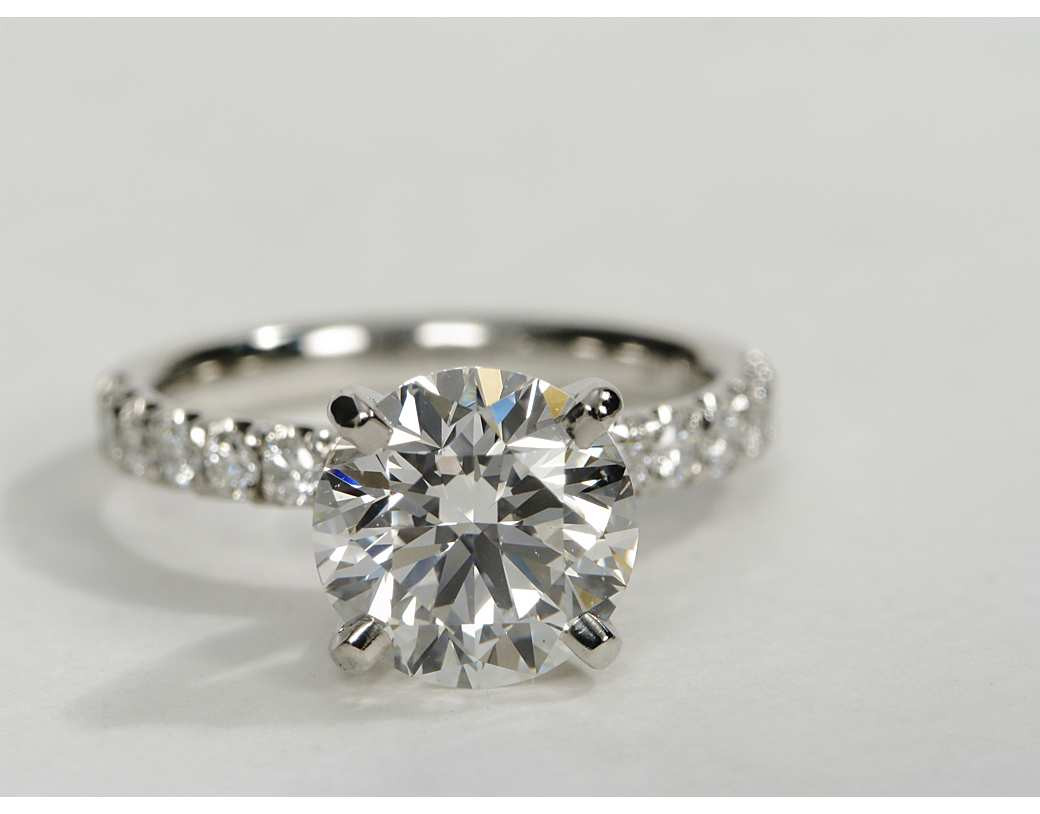 3 Karat Diamond Engagement Ring
 3 Carat Diamond Scalloped Pavé Diamond Engagement Ring