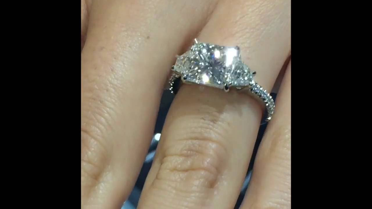 3 Karat Diamond Engagement Ring
 3 carat Princess Cut Diamond 3 Stone Engagement Ring