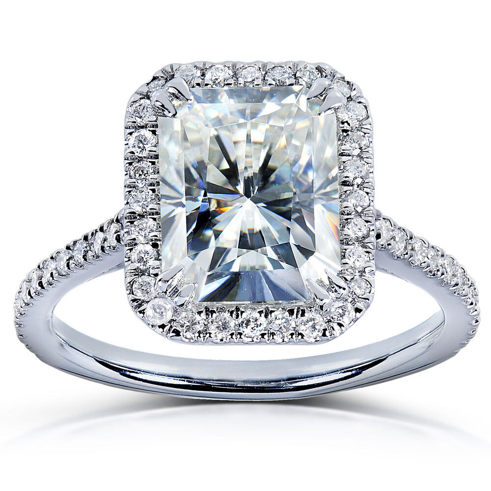 3 Karat Diamond Engagement Ring
 Forever Brilliant Radiant cut Moissanite & Diamond