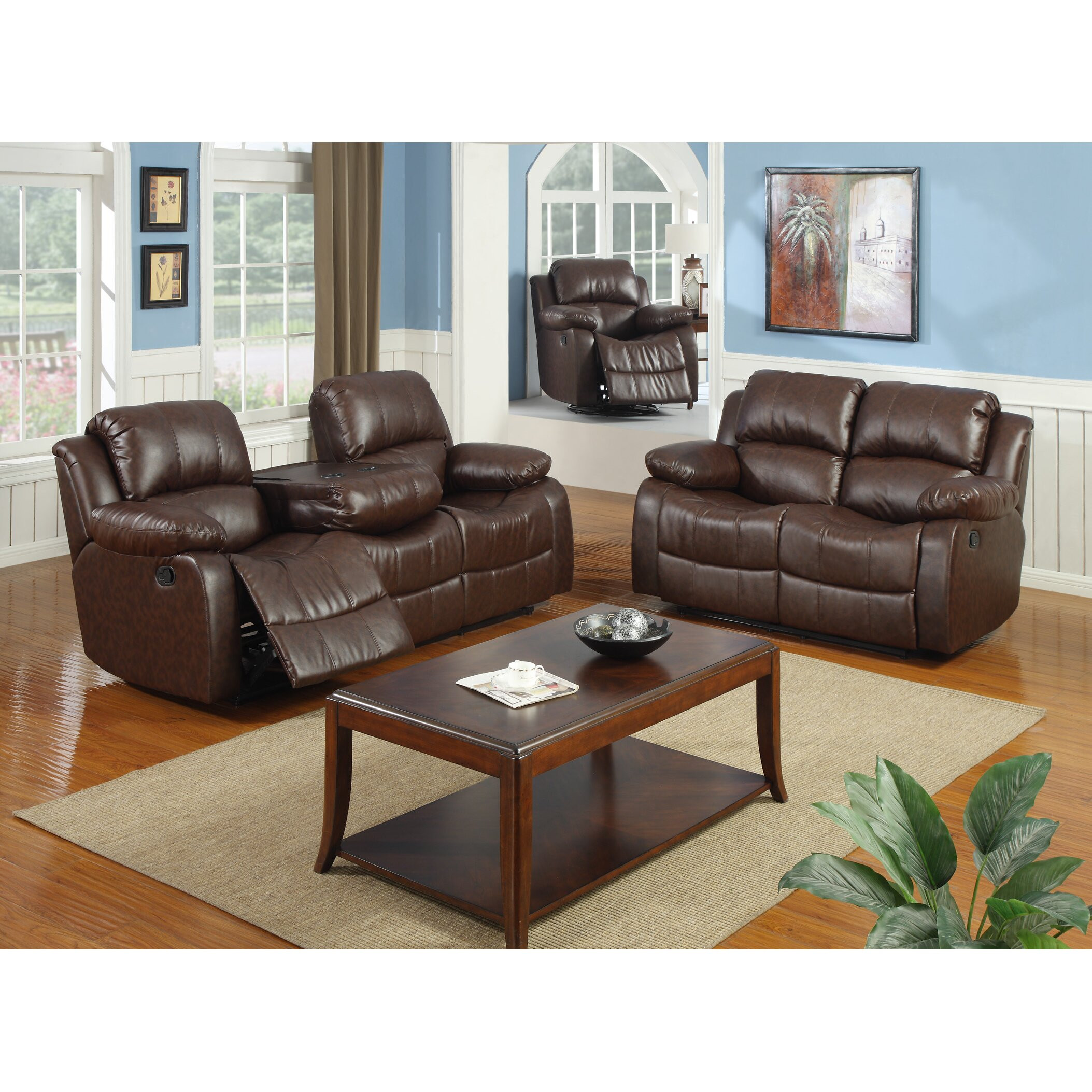 3 Piece Living Room Tables
 Best Quality Furniture Bonded Leather 3 Piece Recliner