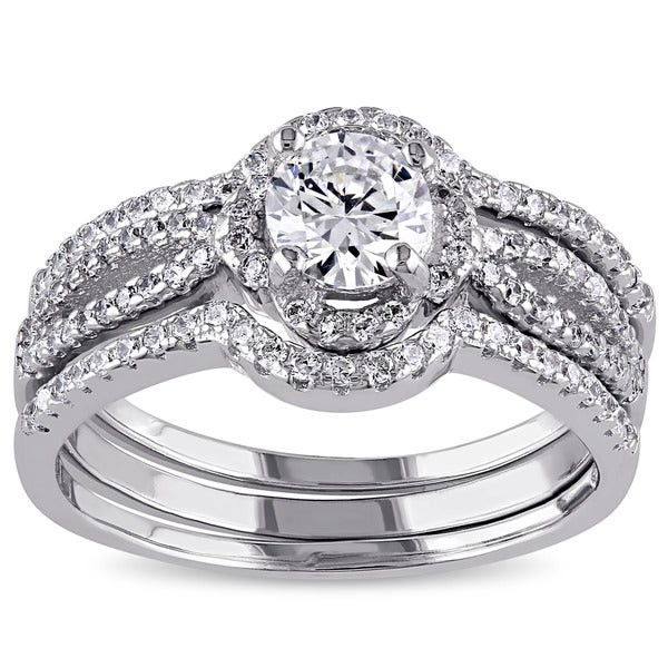 3 Piece Wedding Ring Sets
 Shop Miadora Sterling Silver Cubic Zirconia 3 piece Bridal
