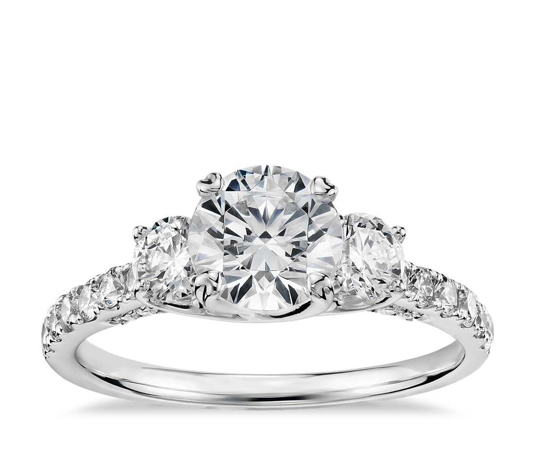 3 Stone Diamond Rings
 Truly Zac Posen Three Stone Trellis Diamond Engagement