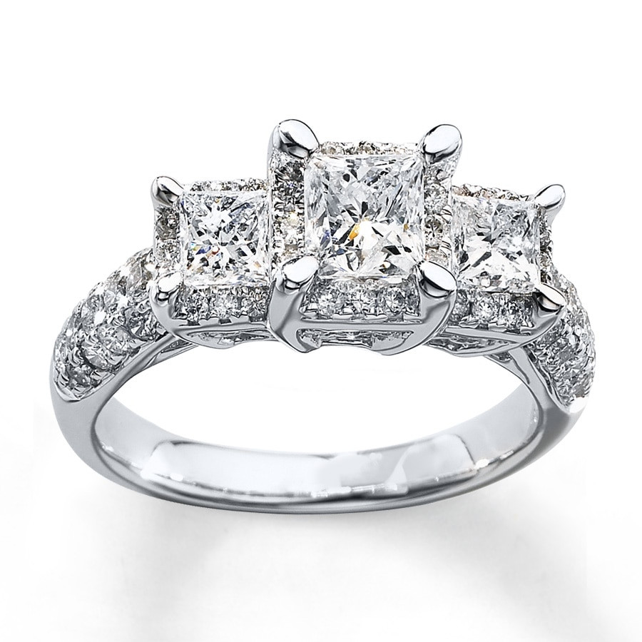 3 Stone Diamond Rings
 3 Stone Diamond Ring 2 ct tw Princess cut 14K White Gold