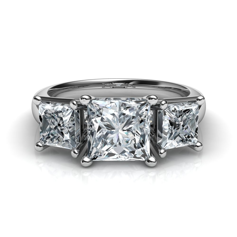 3 Stone Princess Cut Engagement Ring
 Trilogy 3 Stone Princess Cut Diamond Engagement Ring