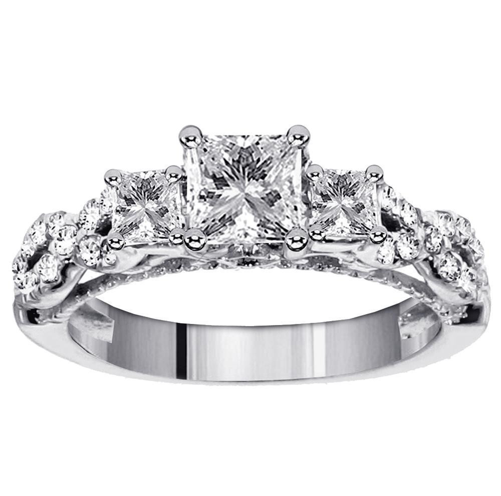 3 Stone Princess Cut Engagement Ring
 1 45 CT 3 Stone Princess Cut Diamond Engagement Ring in