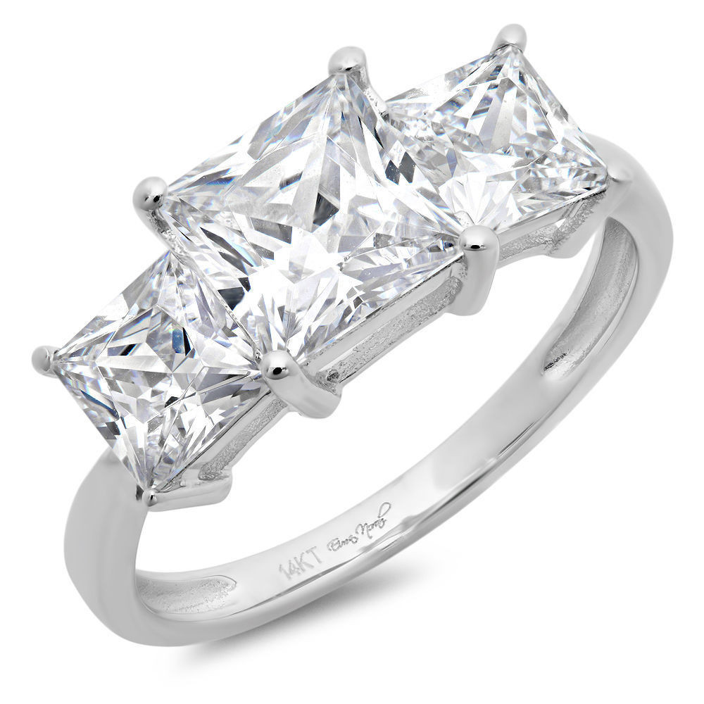 3 Stone Princess Cut Engagement Ring
 3 25 CT Three Stone Princess Cut Ring Engagement Wedding