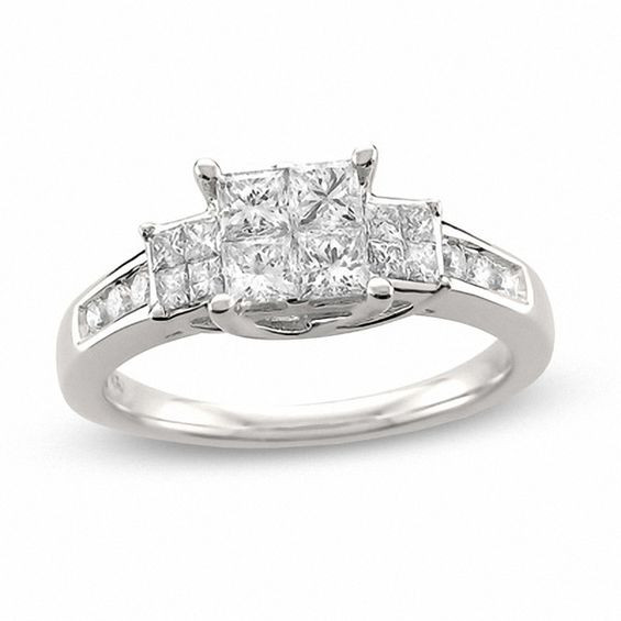 3 Stone Princess Cut Engagement Ring
 1 CT T W Quad Princess Cut Diamond Three Stone