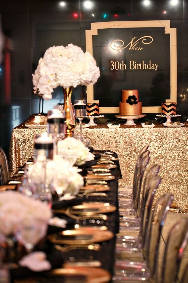 30Th Birthday Dinner Party Ideas
 Black and Gold Party Inspiration
