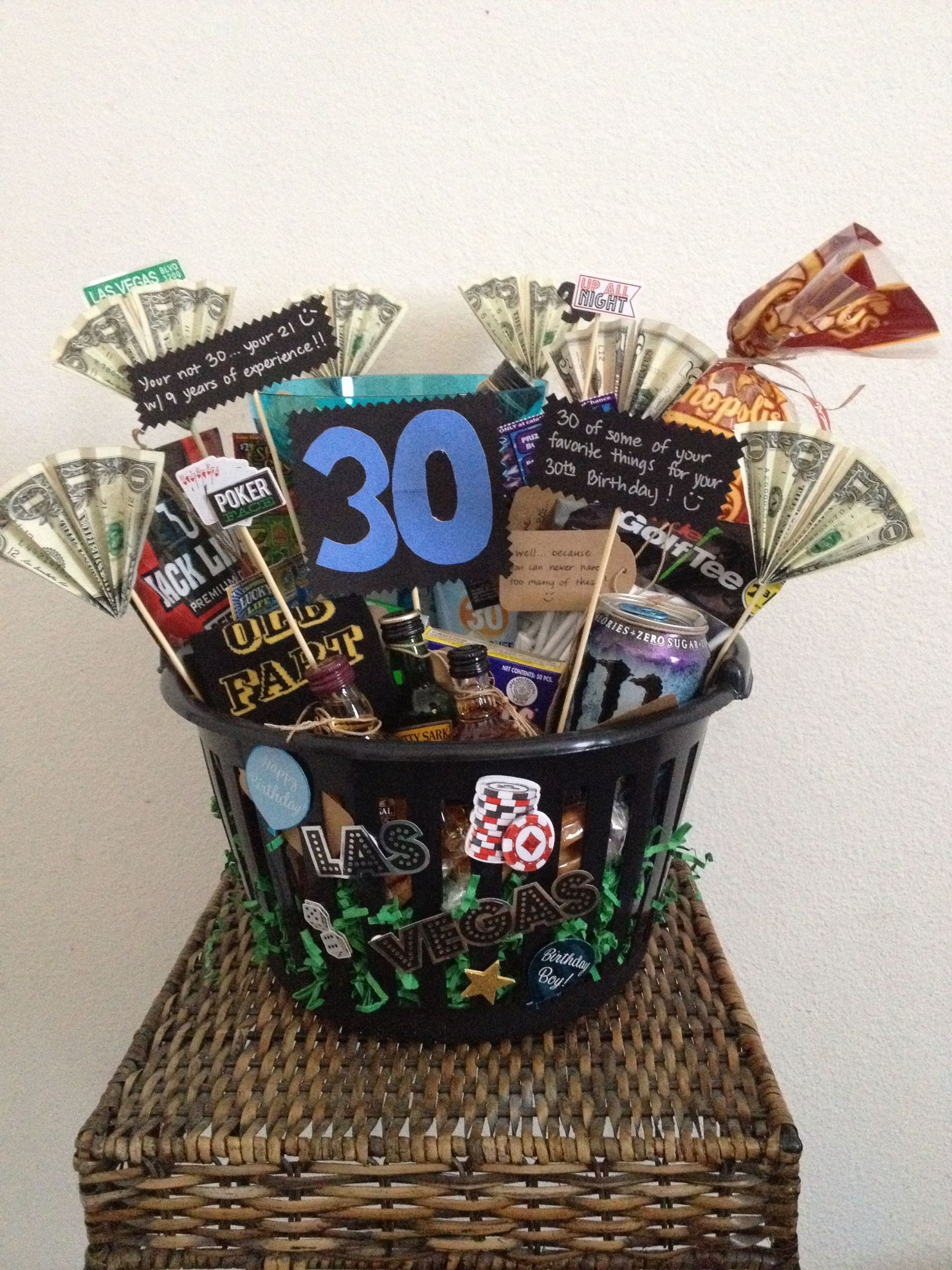 30Th Birthday Gift Ideas For Men
 30th Birthday Basket for a man Made this for my husband