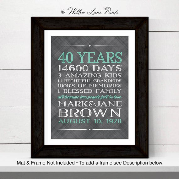 40 Wedding Anniversary Gift Ideas
 40th anniversary t for parents 40 year anniversary