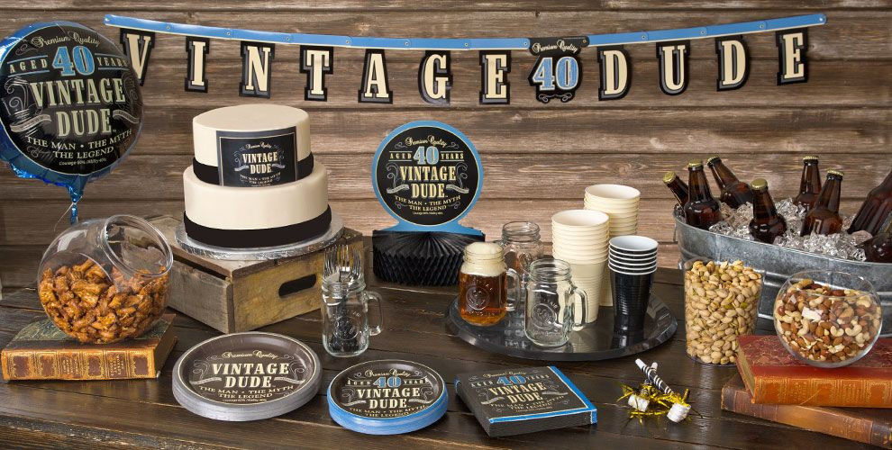 40th Birthday Decorations For Men
 Vintage Dude 40th Birthday Party Supplies 40th Birthday