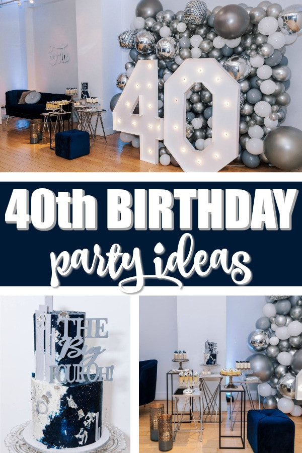 40th Birthday Decorations For Men
 Navy Blue and Silver 40th Birthday Party Pretty My Party