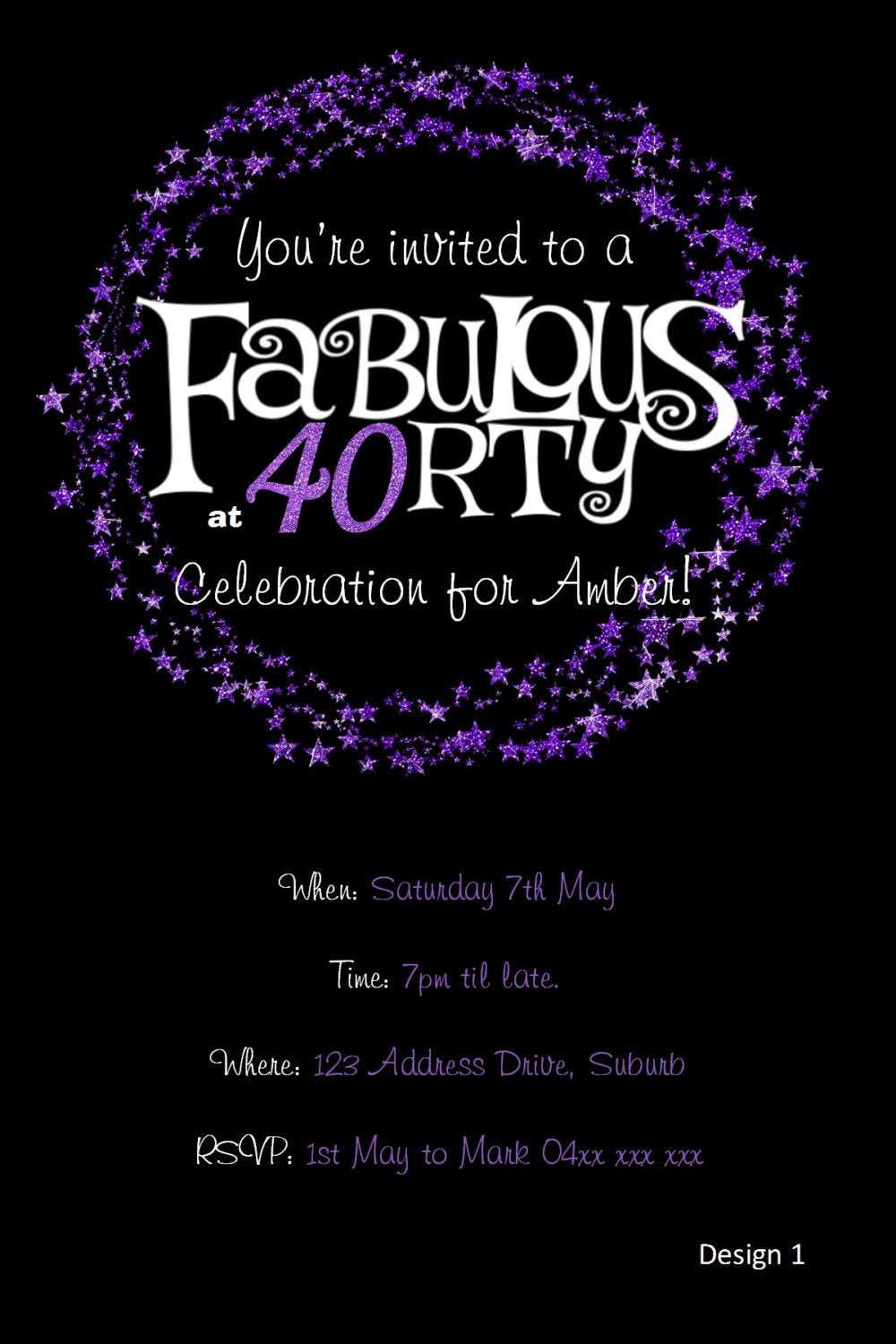 40th Birthday Invitation Ideas
 40th Birthday Invitation Purple Glitter Invitation YOU