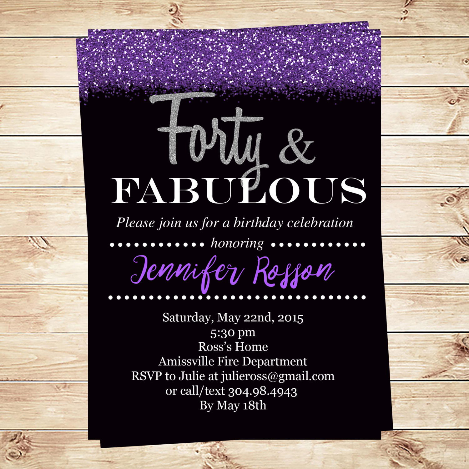 40th Birthday Invitation Ideas
 Forty and Fabulous Printable Party Invitations 40th Birthday
