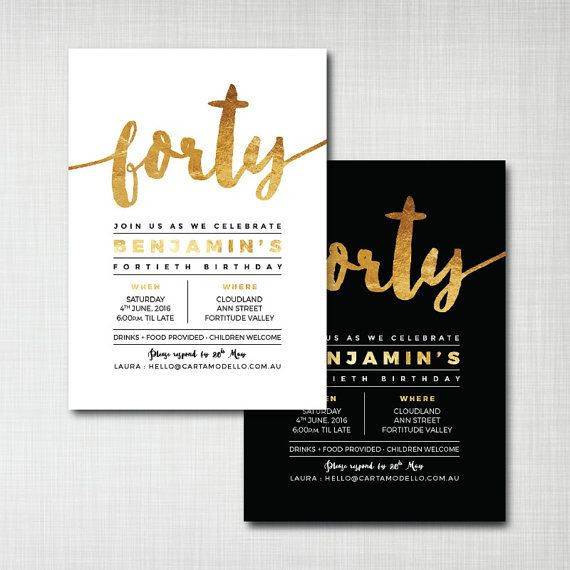 40th Birthday Invitation Ideas
 Printable 40th birthday invitation