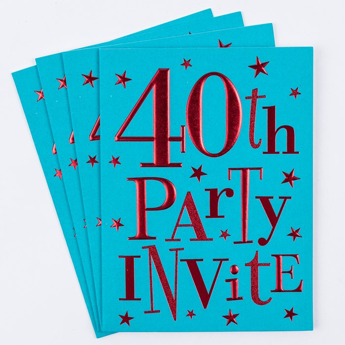 40th Birthday Party Invitations
 40th Birthday Party Invitation Cards Pack 10