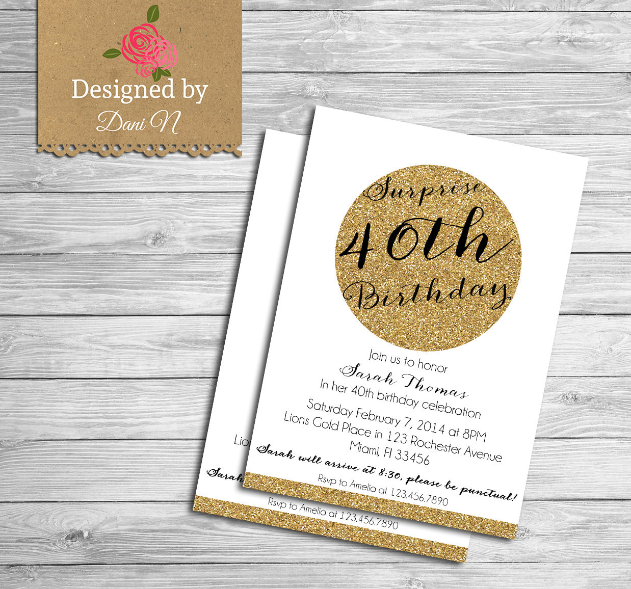 40th Birthday Party Invitations
 Surprise Birthday INVITATION 40th birthday invite adult