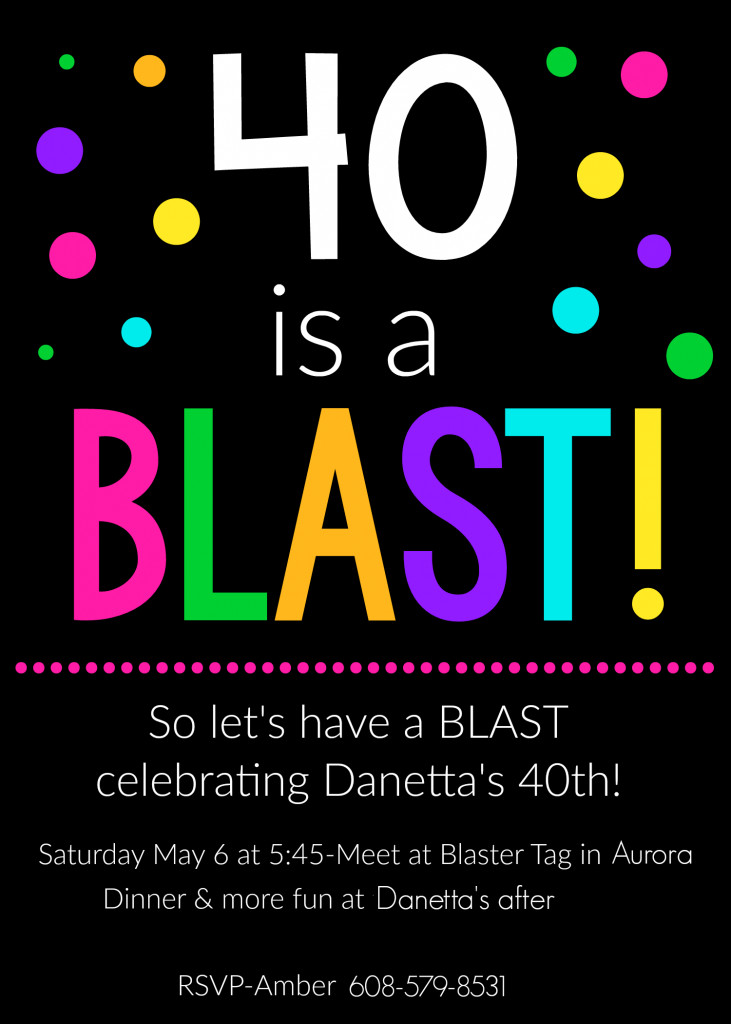 40th Birthday Party Invitations
 40th Birthday Party Throw a 40 Is a Blast Party