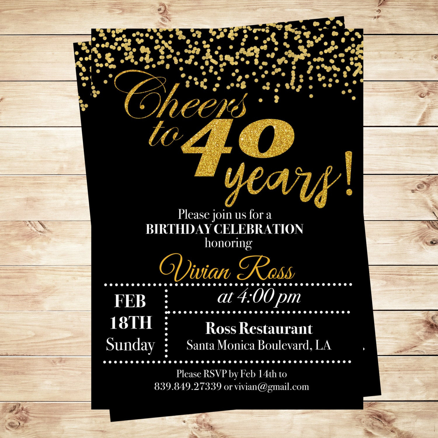 40th Birthday Party Invitations
 Cheers To 40 Years Birthday Printable Invitation 40th