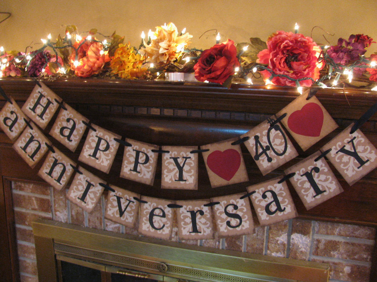 40th Wedding Anniversary Decorations
 Ruby Wedding Anniversary 40th Banner Sign by