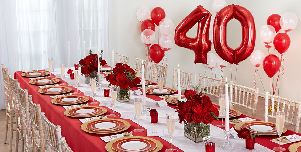 40th Wedding Anniversary Decorations
 Ruby 40th Wedding Anniversary Party Supplies