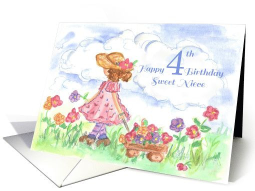 4th Birthday Quotes
 Happy 4th Birthday Sweet Niece Watercolor Art card