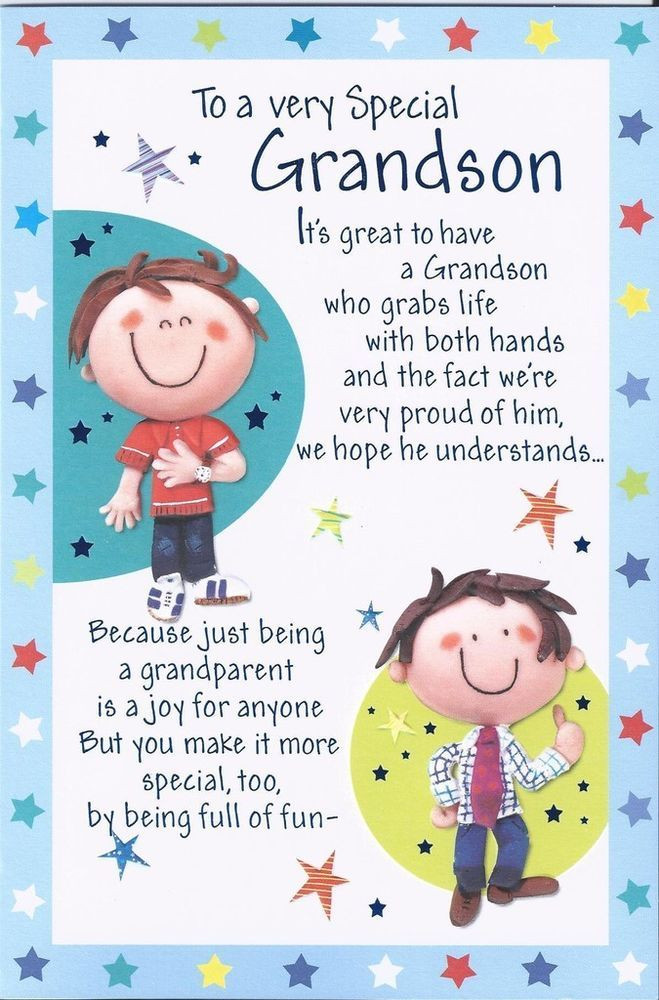 4th Birthday Quotes
 GRANDSON Happy Birthday Greetings Card Boy Wordy Older