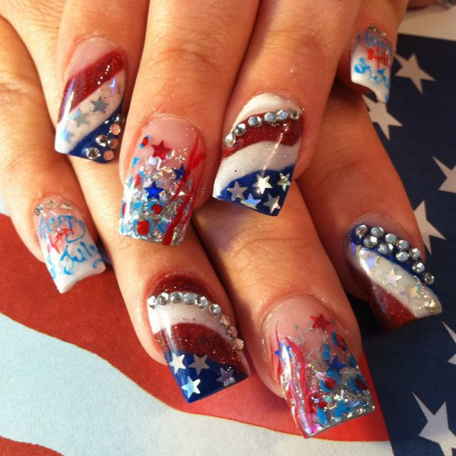 4th Of July Acrylic Nail Designs
 517 best images about 4th of July nail art on Pinterest
