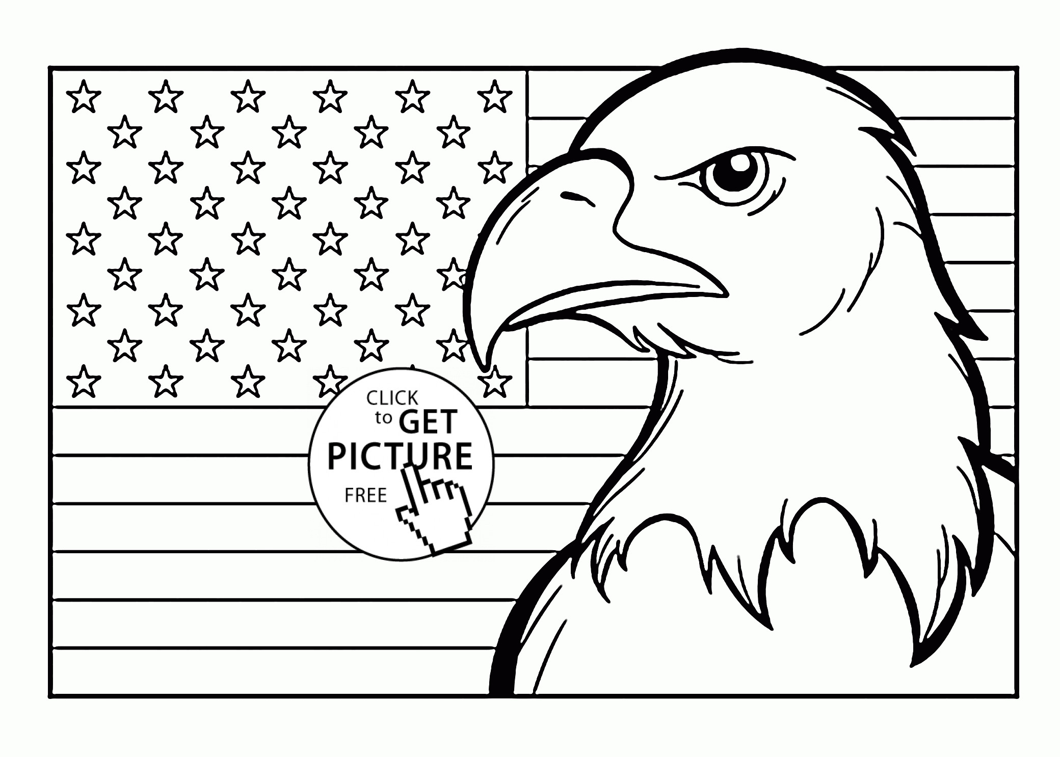 4Th Of July Coloring Pages For Kids
 American Flag and Eagle Fourth of July coloring page for