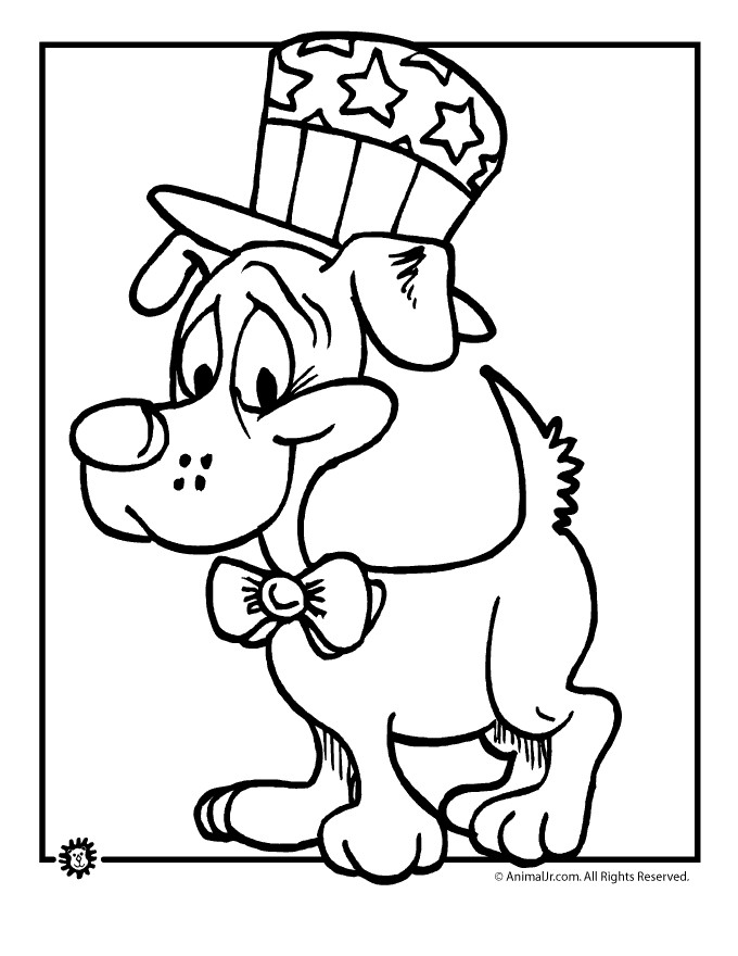 4Th Of July Coloring Pages For Kids
 Patriotic Puppy 4th of July Coloring Page