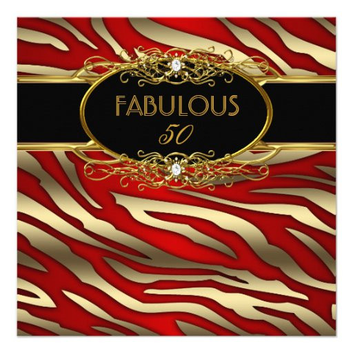 50 And Fabulous Birthday Decorations
 Fabulous 50 50th Birthday Party Gold Zebra RED