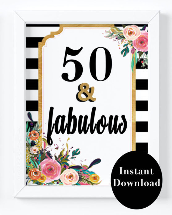 50 And Fabulous Birthday Decorations
 50th Birthday Party Decorations 50 and Fabulous Printable