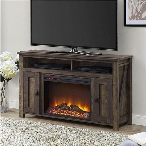 50 Electric Fireplace
 50 inch TV Stand in Medium Brown Wood with 1 500 Watt