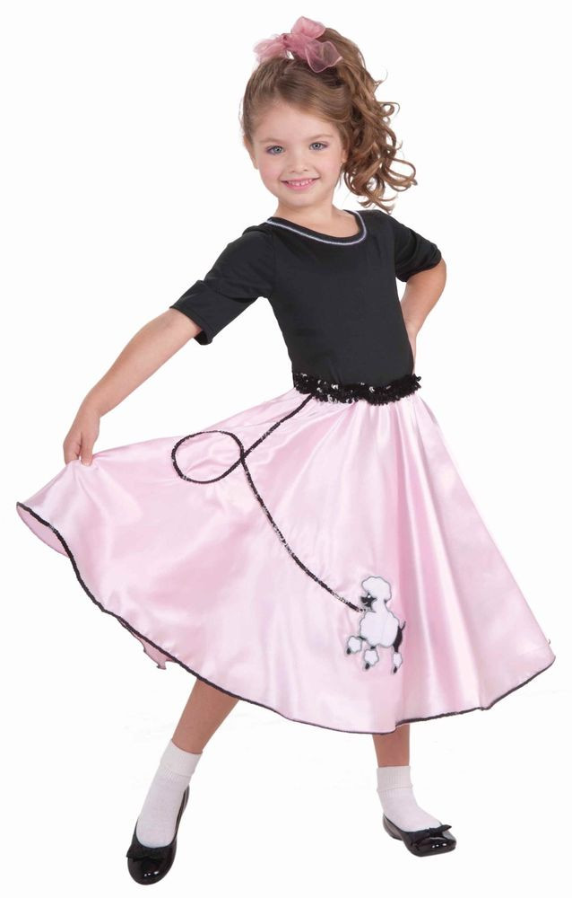 50S Fashion For Kids
 Girls Pink Poodle Skirt Costume 50s Fancy Dress Greaser